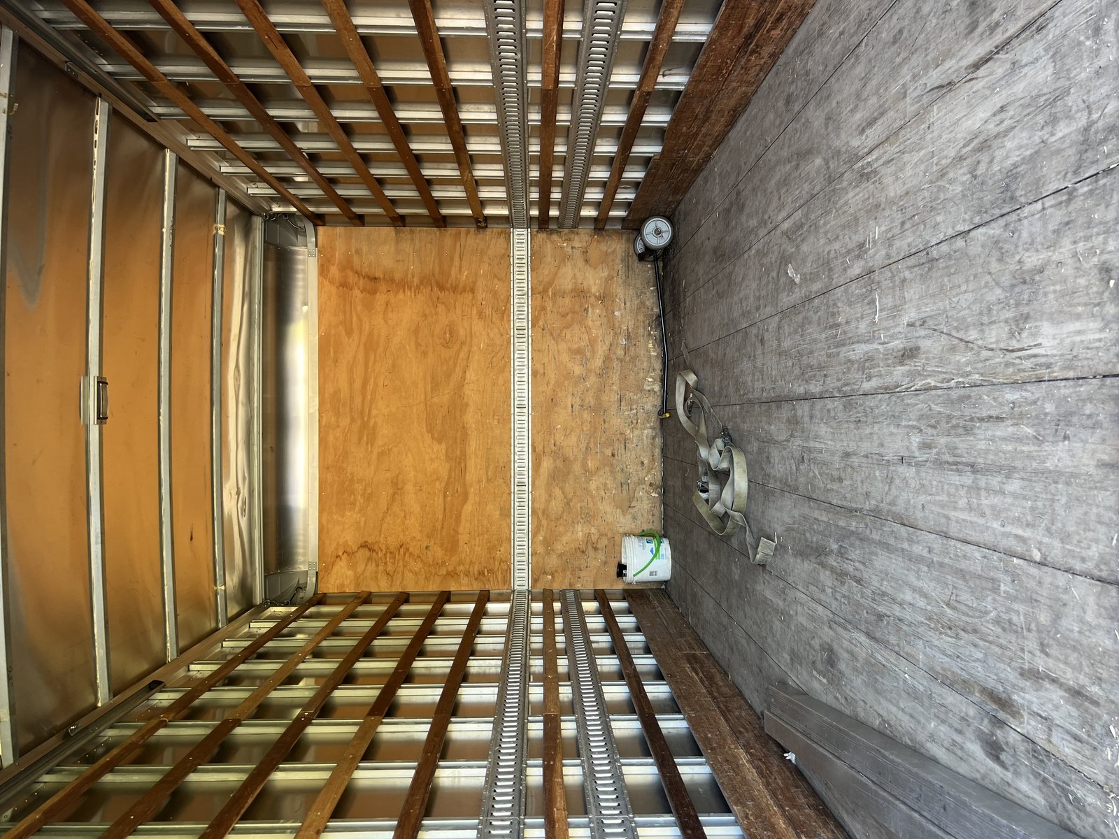 2014 Isuzu NPR HD cargo box interior wood floor with tie-down tracks